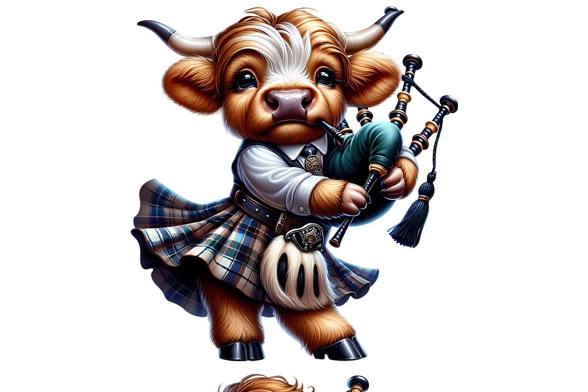 Highland Cow with Bagpipes Clipart, an Animal Illustration by DoubleTwists (Photo 4 of 5)