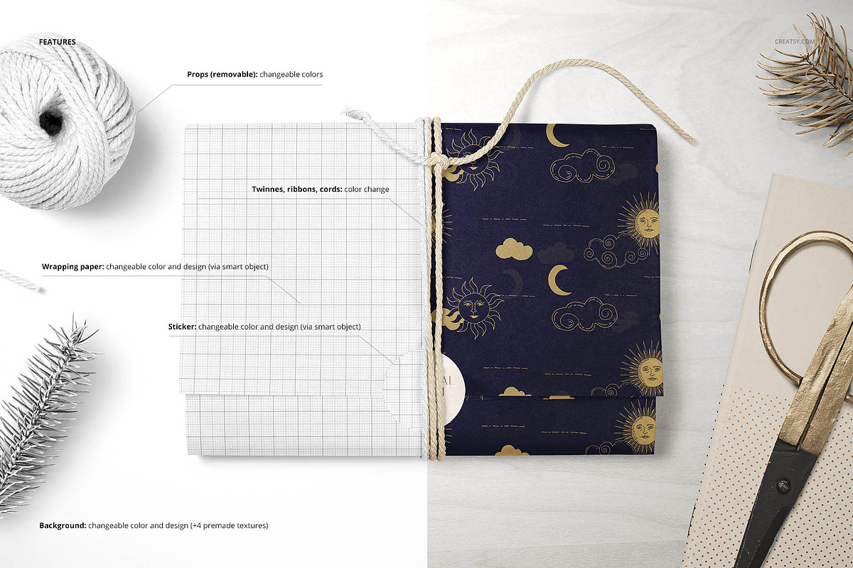 Gifts Wrapping Tissue Paper Mockup, a Packaging Mockup by creatsy5 (Photo 3 of 24)