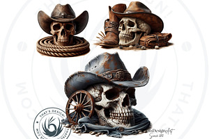 Western Skulls Clipart Set