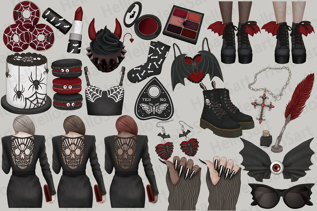 Goth Style Clipart & Patterns, an Object Graphic by Hello S ART Studio ...