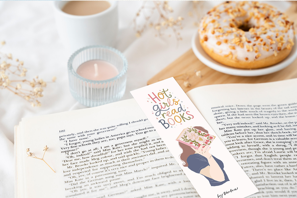Book Lovers Clipart. Girls and Books, an Object Illustration by VerAna (Photo 14 of 24)