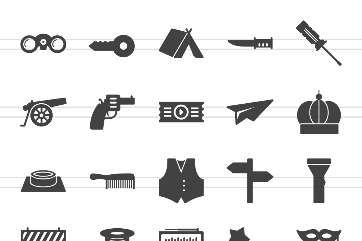50 Objects Glyph Icons preview 2