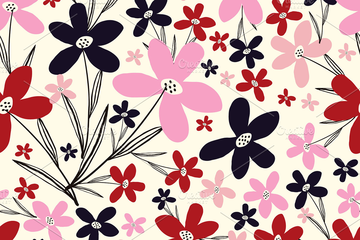 Hand Drawn Patterns with Flowers, a Pattern Graphic by Art's and patterns (Photo 5 of 7)