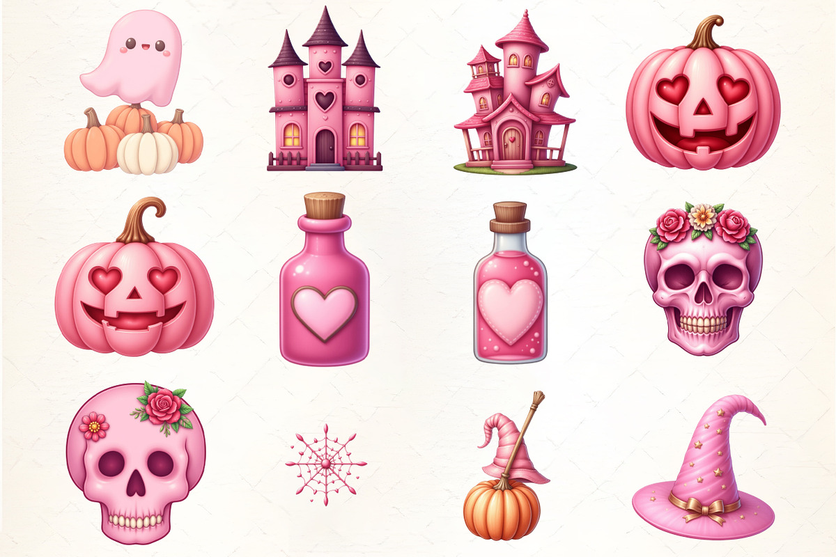 Pink Halloween Sublimation Clipart, an Illustration by CrexoraLab (Photo 2 of 5)