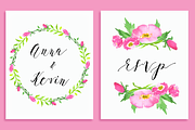 Pink roses watercolor clip art, an Illustration by mcherevan (Thumbnail 2 of 4)