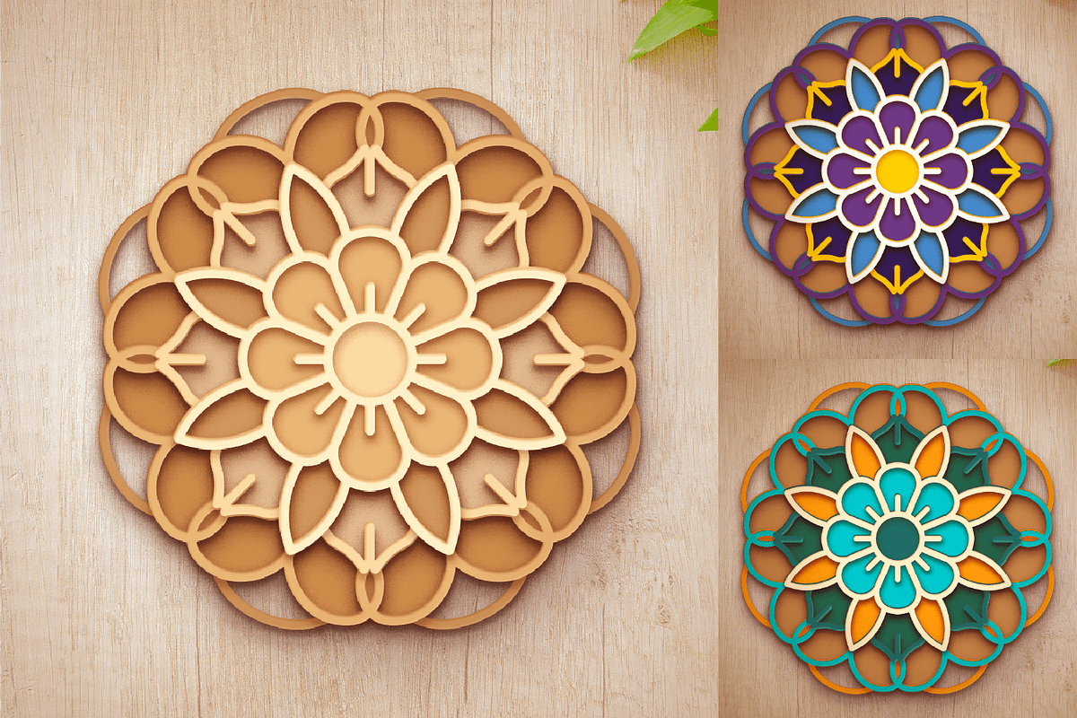 3D Poppy Flower Mandala - SVG Cut Fi, an Object Graphic by Arshad Ali (Photo 7 of 8)