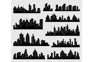 City Silhouette Vector Set. Panorama