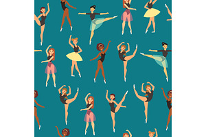 Ballerinas seamless pattern, woman