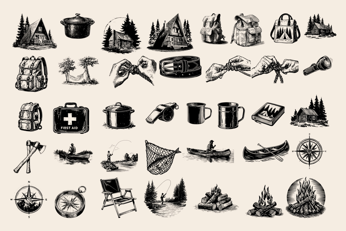 Vintage Outdoor Camping illustration, an Object Illustration by Nocturnal Wolf (Photo 17 of 18)