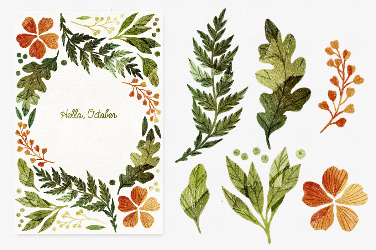 Fall Theme Greeting Card Template, a Seasonal Illustration by Helga Wigandt (Photo 2 of 3)