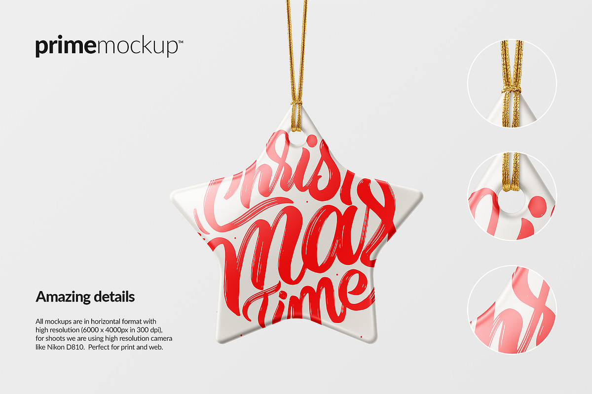 Christmas Ceramic Ornaments Mockup, a Household Mockup by PrimeMockup (Photo 5 of 10)