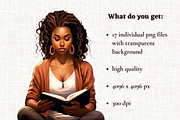 African American Reading Girl, a Person Illustration by Mash Mash Stickers (Thumbnail 2 of 9)