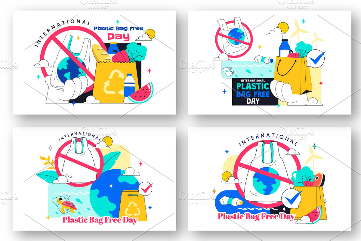 10 Plastic Bag Free Day Illustration, an Object Illustration by denayunebgt (Photo 3 of 4)