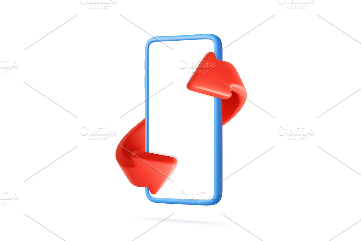3D Smartphone with Red Sync Arrows, a Finance Illustration by ModVector