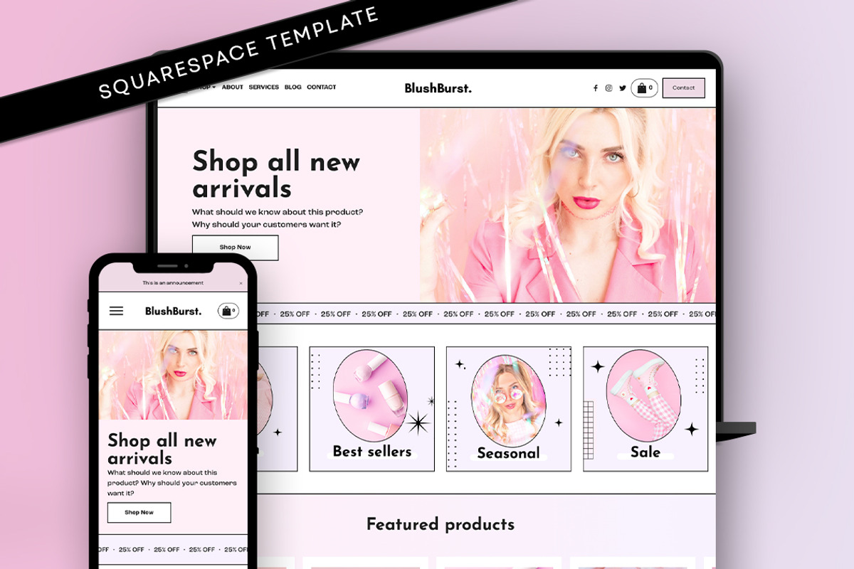 Blush Pink Pastel Website Template