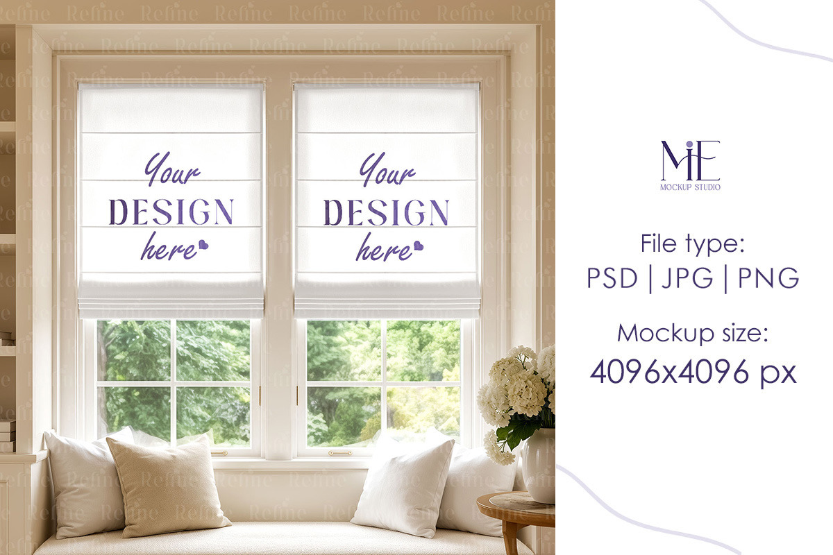 Double Roman Blind Curtain Mockup, a Household Mockup by Mie Mockup Studio (Photo 2 of 7)