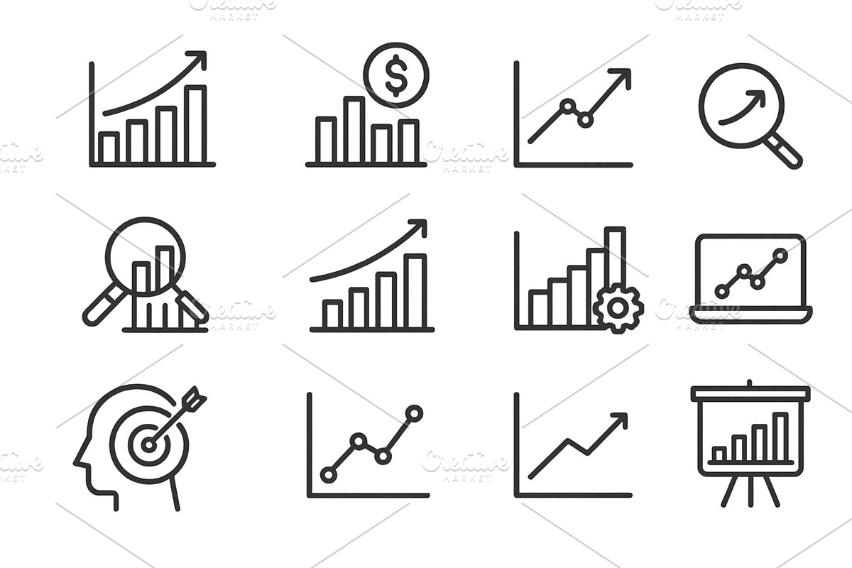 Various line graphs and growth icons, a Finance Illustration by ZinetroN
