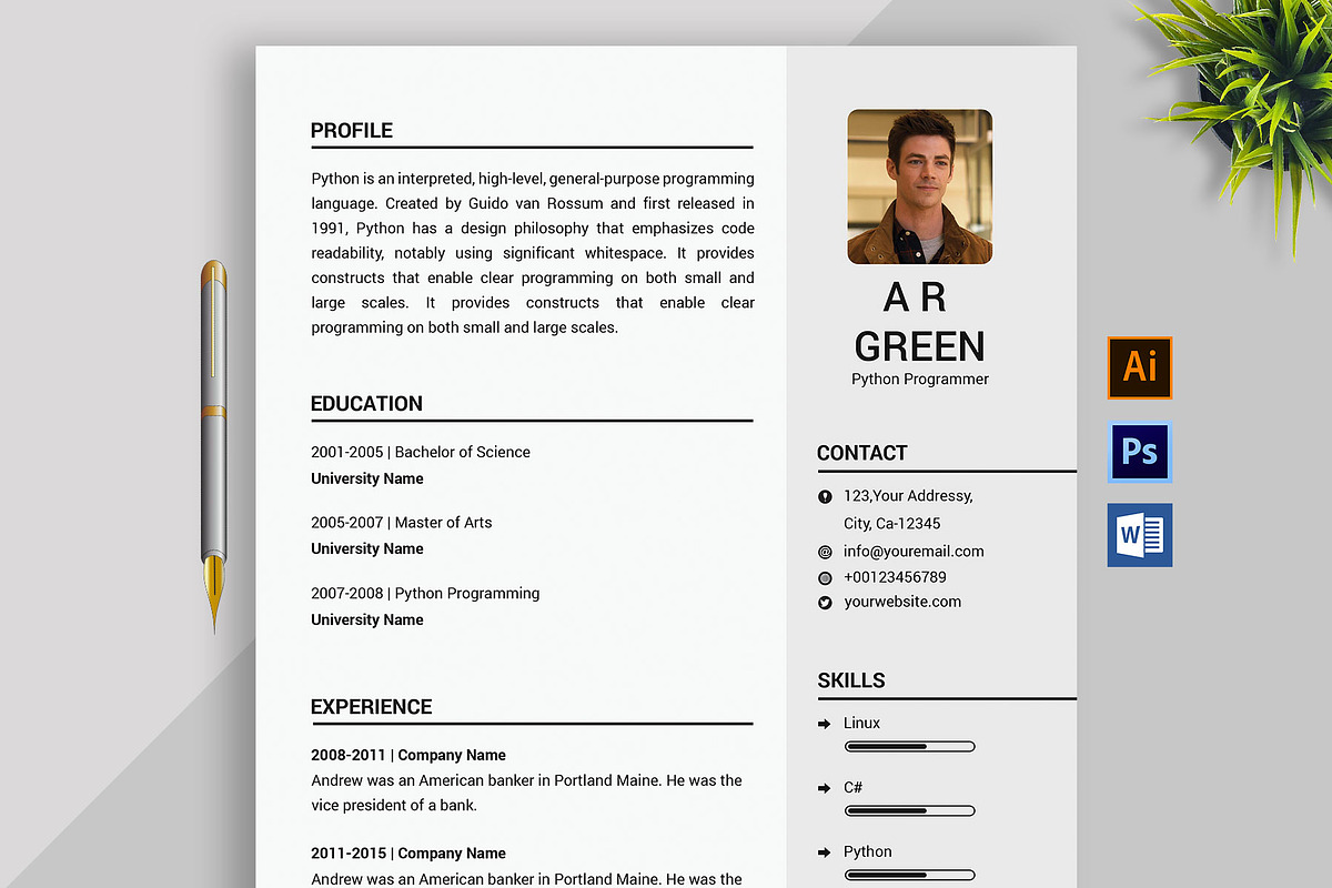 Clean Resume/CV, a Resume Template by designvillage (Photo 1 of 12)