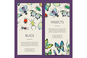 Vector Hand Drawn Insects Web Banner