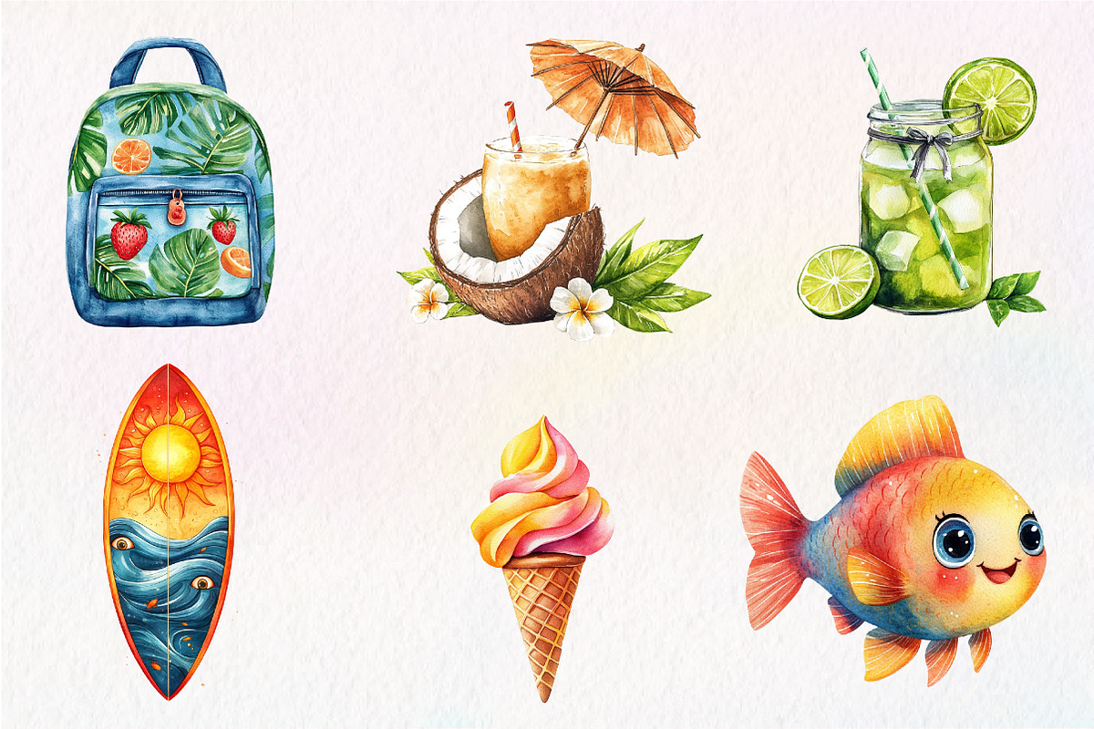 Tropical Clipart Watercolor, Tropica, an Illustration by CreationArt (Photo 9 of 9)