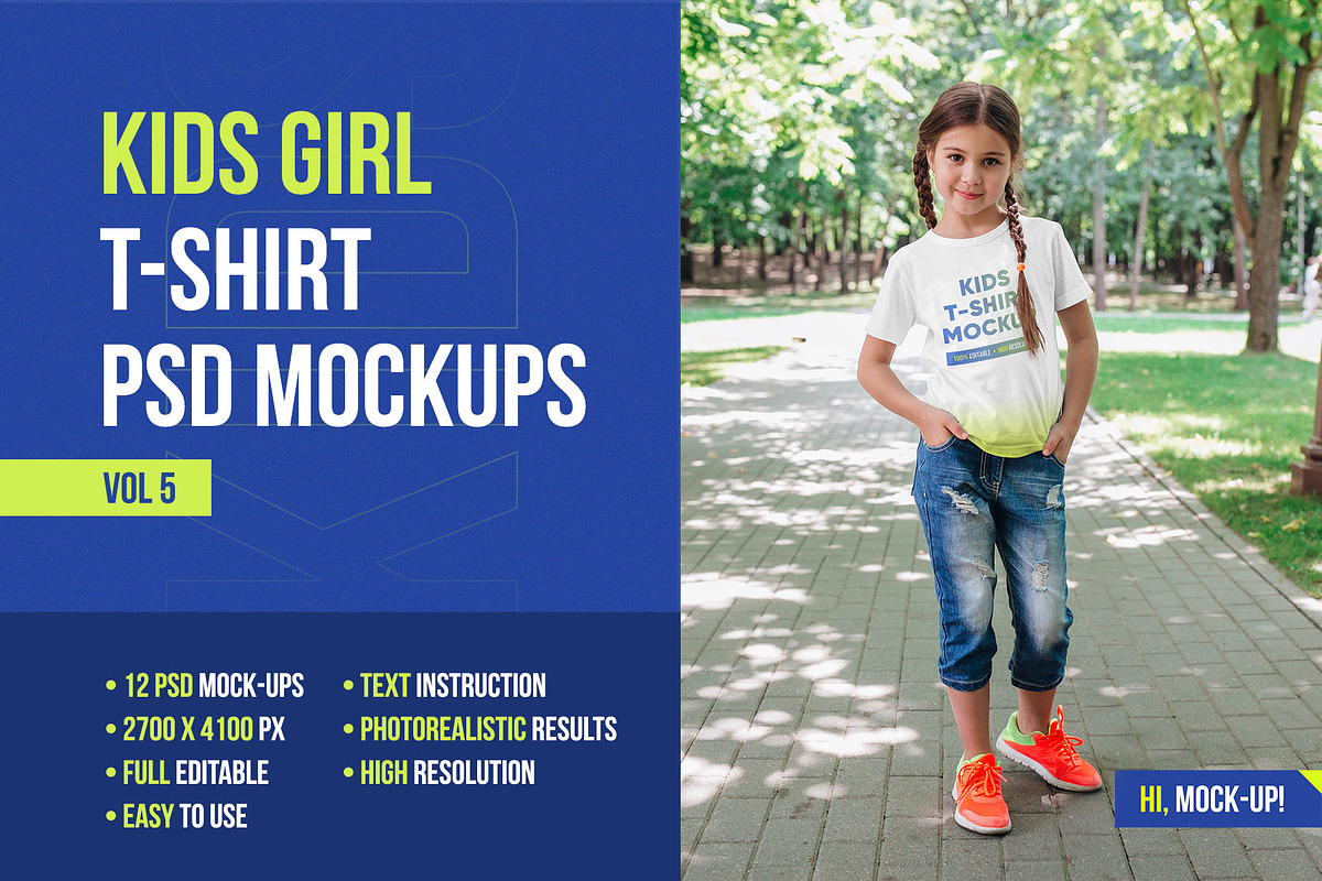 Kids Girl T-Shirt PSD Mockups Vol5, a Shirt Mockup by Hi, Mock-Up! (Photo 1 of 8)