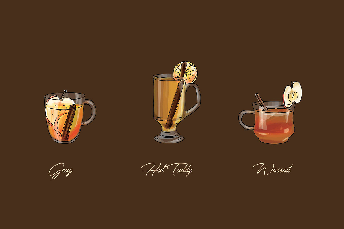 Hot drinks set. Vector illustrations, a Food Illustration by Svitlo illustrations (Photo 3 of 5)
