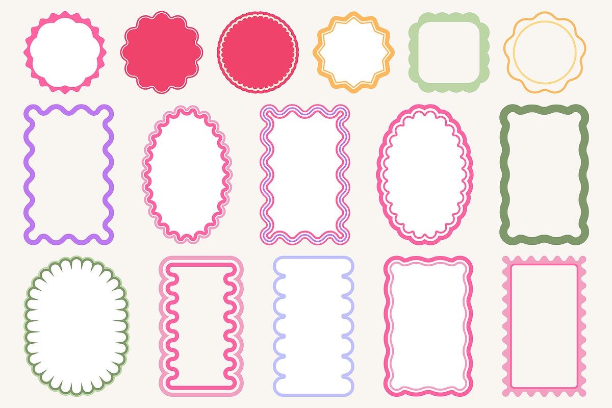 Scallop Wavy Frame Vector Bundle, a Decorative Illustration by Kusumaillustration (Photo 7 of 15)