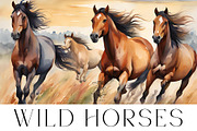 Watercolor Wild Horses, an Animal Illustration by Karliefie (Thumbnail 1 of 5)
