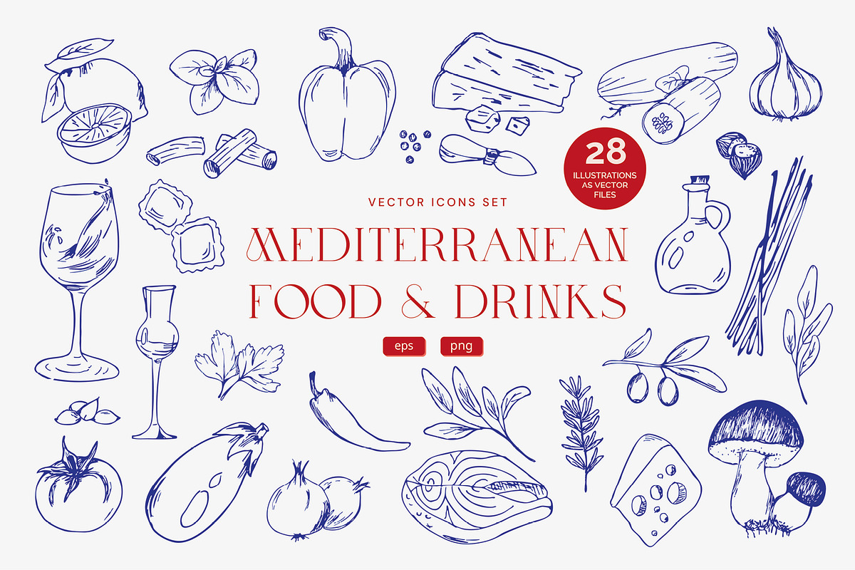 Mediterranean Food Illustrations, an Illustration by Annakaroline (Photo 1 of 7)