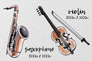 Musical instruments set, an Illustration by MiraBell (Thumbnail 4 of 6)