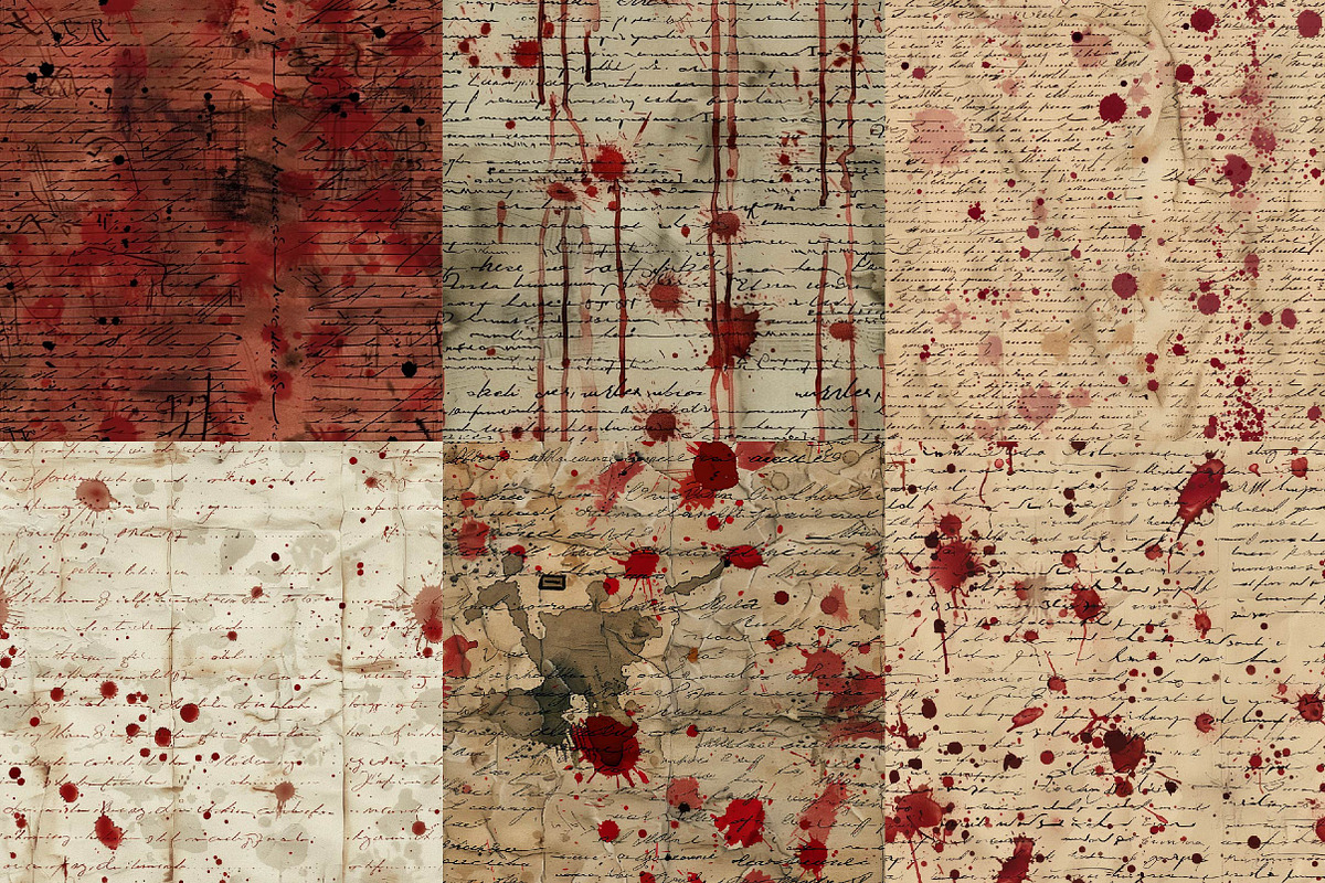 Bloody Letters Digital Paper, a Texture Illustration by DreamPrint404 (Photo 3 of 3)