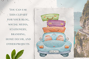 Watercolor Travel Clipart PNG Set, a Seasonal Illustration by Mespilia (Thumbnail 4 of 5)