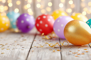 Festive scene with colorful balloons, a Background Photo by MistyDay