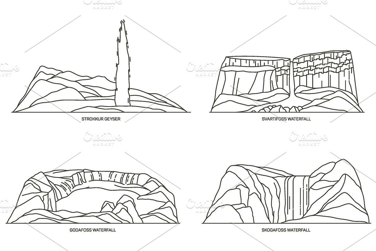 Nature sights of Island in line, an Illustration by GenziWorkshop (Photo 9 of 12)