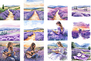 Wild Lavender Watercolor Clipart Set, an Illustration by DreamCafeArt (Thumbnail 4 of 8)