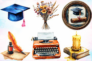 Watercolor Vintage Graduation PNG, an Education Illustration by Canvas Craft (Thumbnail 3 of 3)