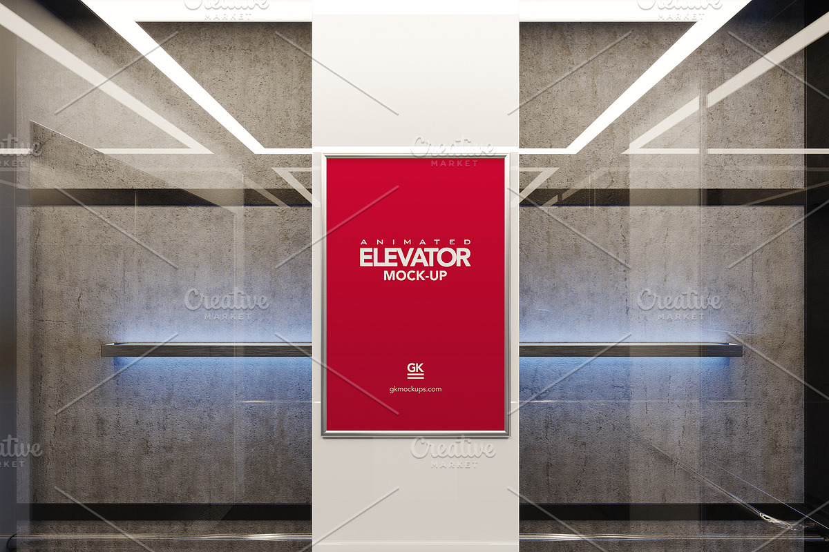 Animated Elevator / Poster Mock-up, a Product Mockup by GK Creative (Photo 1 of 8)