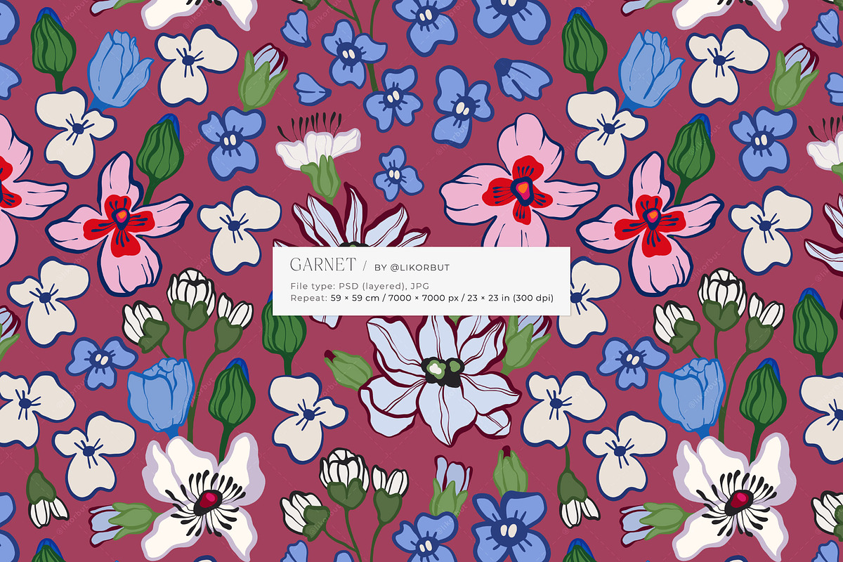 Bold Folk Naive Dark Floral Pattern, a Pattern Graphic by likorbut (Photo 2 of 14)