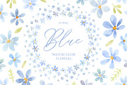 Light Blue Watercolor Flowers, a Decorative Illustration by GraphicsDish (Thumbnail 1 of 4)