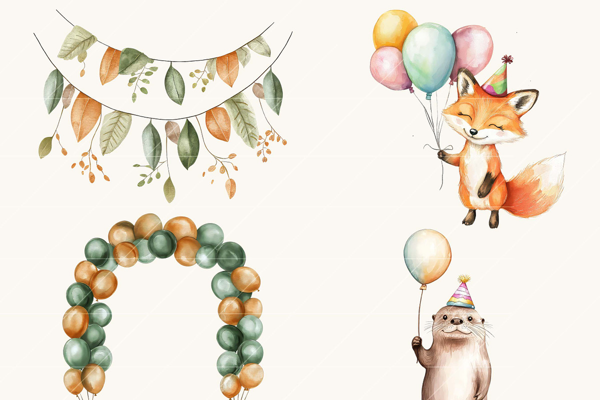 Watercolor Boho Woodland Clipart, an Animal Illustration by SparkyDesignsUS (Photo 5 of 9)