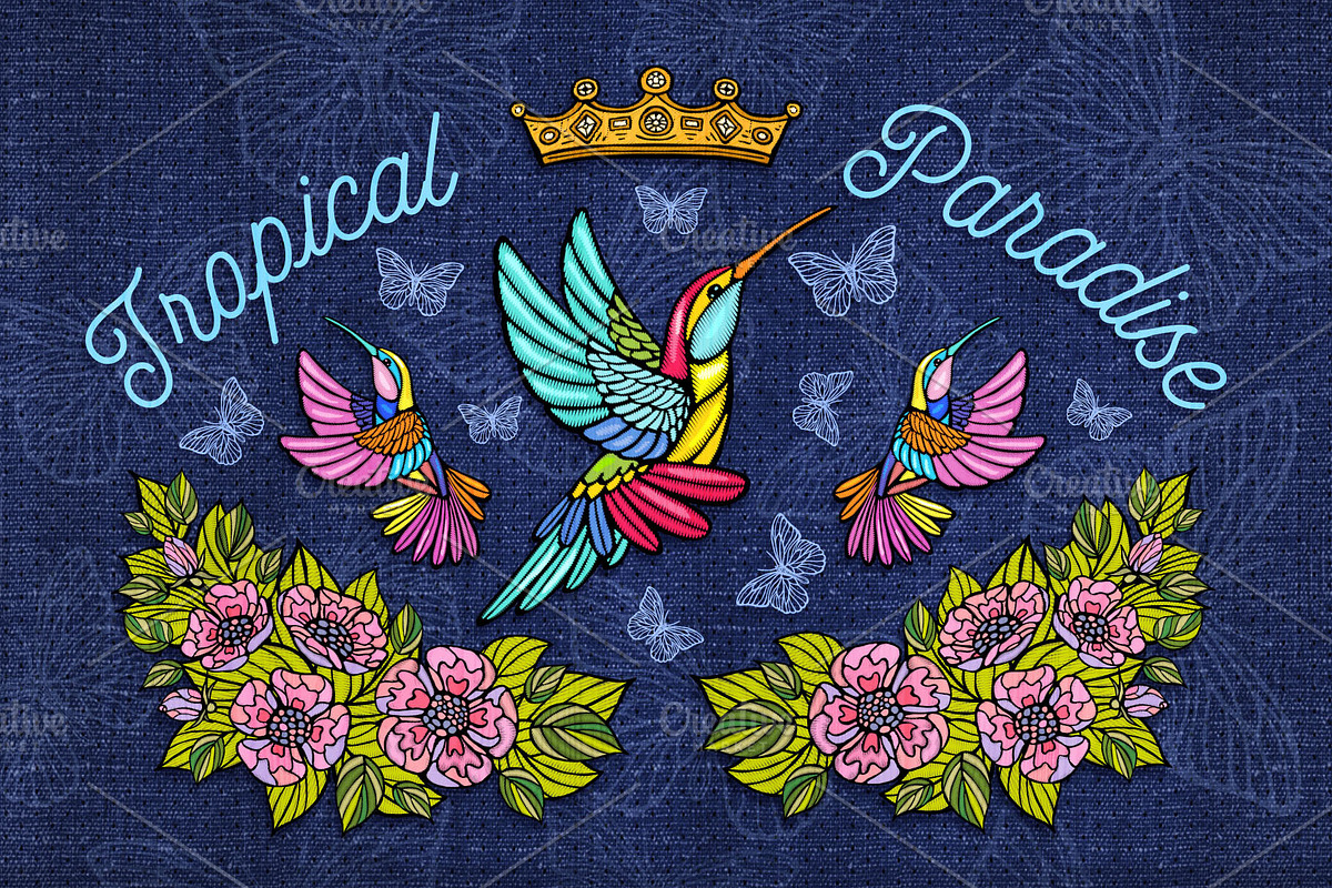 Hummingbird Roses Embroidered Patch, a Graphic by Iraida_Bearlala (Photo 6 of 7)