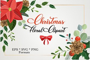 Christmas Vector Floral Clipart .