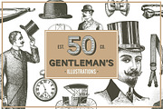 50 Vintage Gentleman's Illustrations, an Illustration by hypegraphic (Thumbnail 1 of 4)
