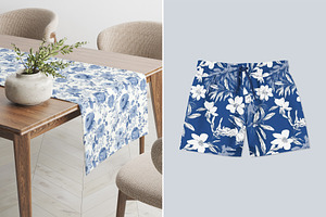 Blue On White Floral Patterns