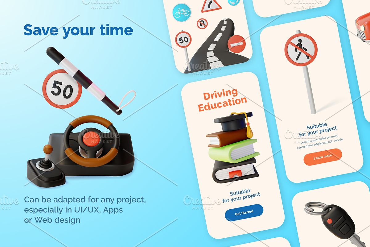 3d Driving  School Illustration Set, a 3D by 35lab (Photo 5 of 6)