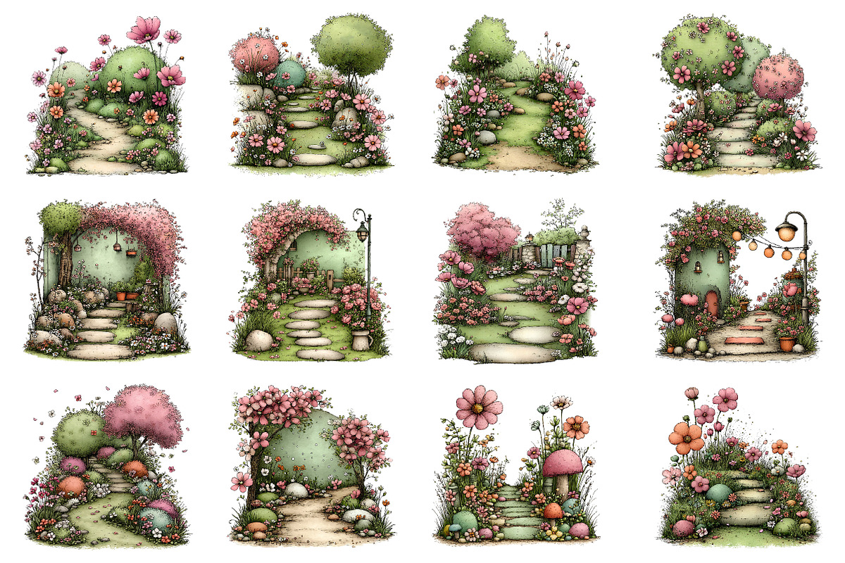 Spring Flowers Pathway Clipart, an Illustration by Dream Creation (Photo 2 of 5)