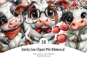 Quirky Cow Clipart PNG Whimsical, a Seasonal Illustration by CreationArt