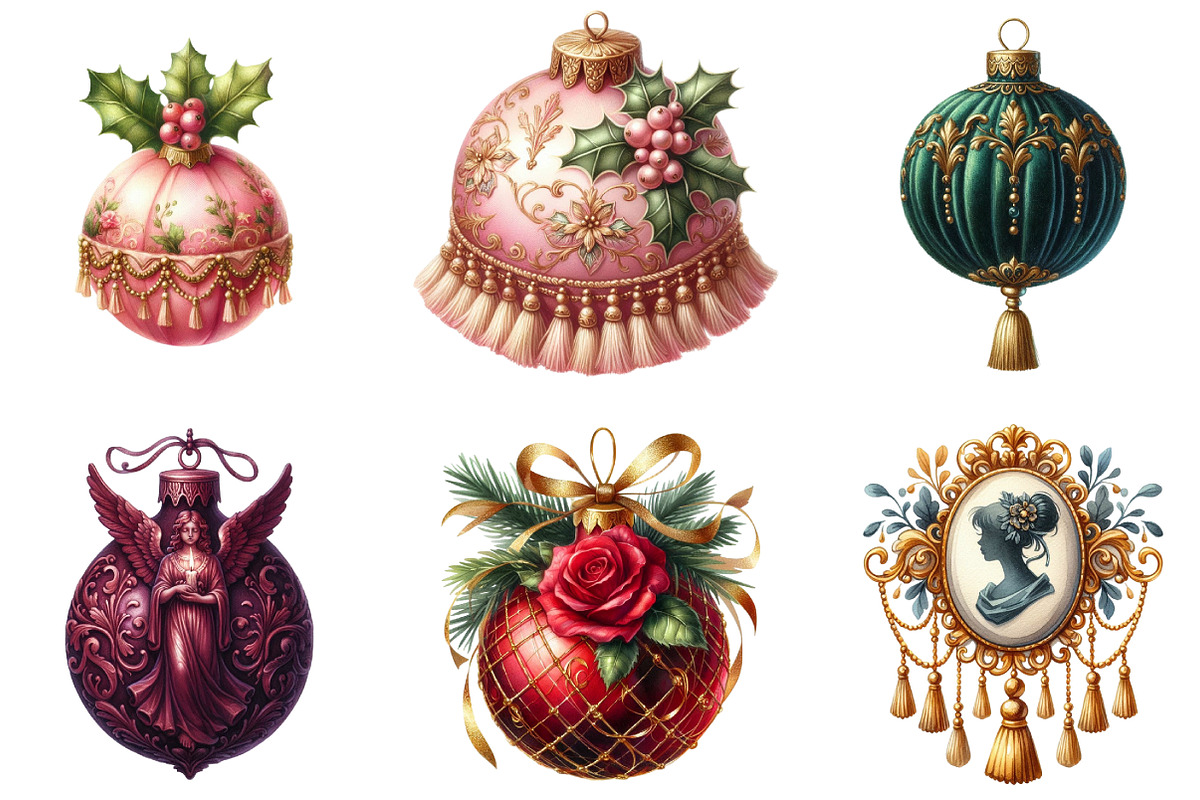 Victorian Christmas Balls Clipart, an Illustration by DreamArtGraphic (Photo 4 of 6)