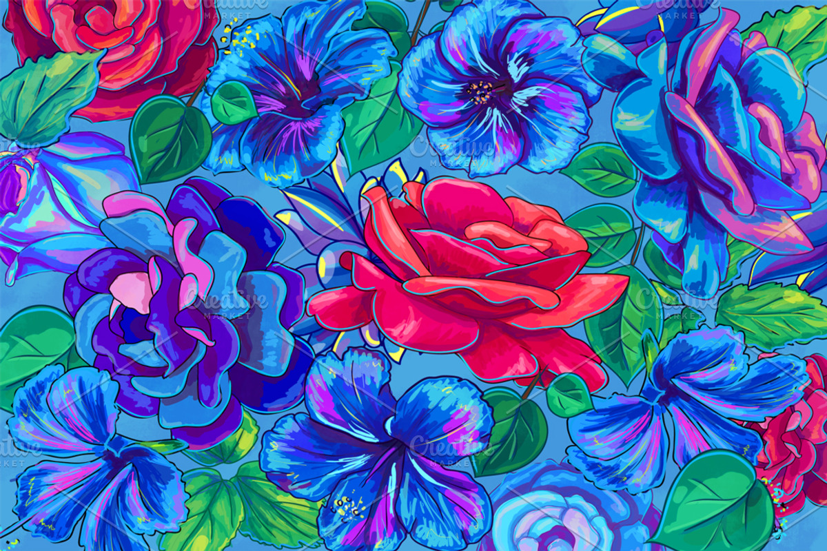 Rose, Hibiscus, Lotus: floral Bundle, a Texture Illustration by Daria Volyanskaya (Photo 3 of 8)
