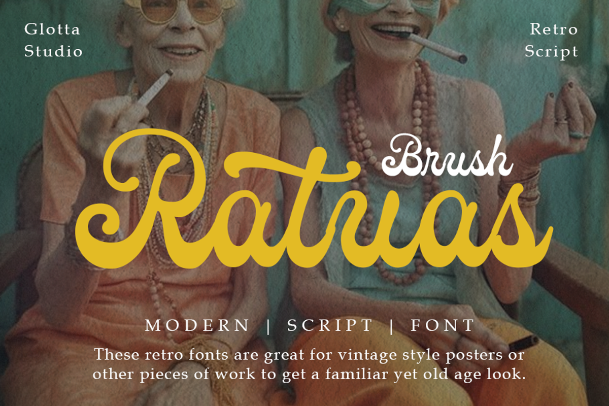 Ratuas, a Script Font by GlottaTypeface (Photo 1 of 8)